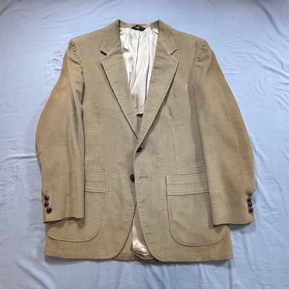 Haggar Corduroy Jacket Blazer  Size 40 Single Breasted Tan  Sport 40 Vintage